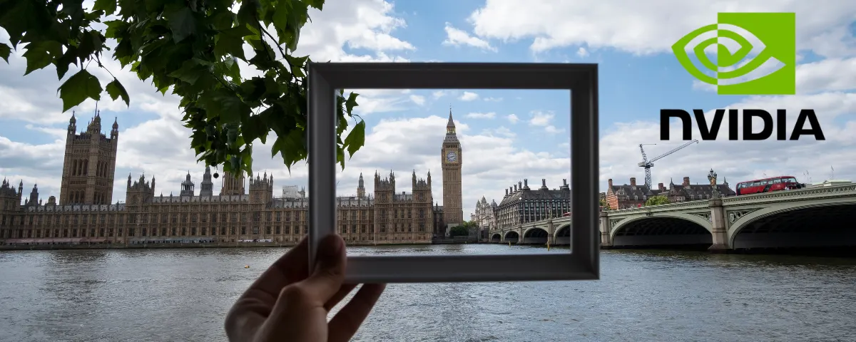 A portrait picture of Big Ben and logo of NVIDIA
