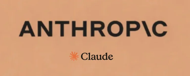 The Anthropic logo in bold black uppercase letters, with the Claude logo and orange starburst symbol beneath it, displayed against a peach-colored background.