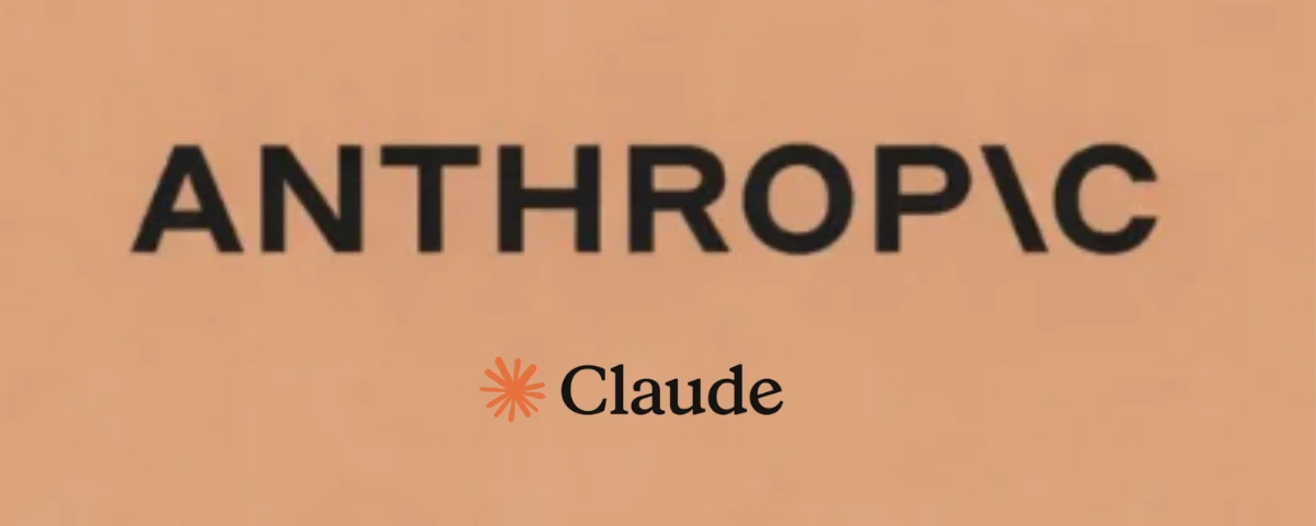 The Anthropic logo in bold black uppercase letters, with the Claude logo and orange starburst symbol beneath it, displayed against a peach-colored background.