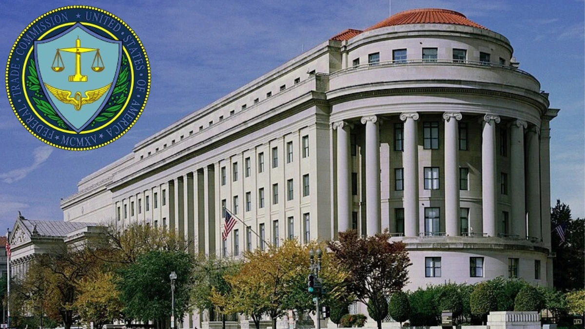 US Federal Trade Commission headquarters building in Washington, DC, with the FTC seal displayed in the upper-left corner.