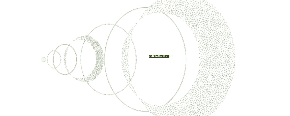 Reflection AI logo at the centre of an abstract dotted spherical graphic representing the Beam AI model.