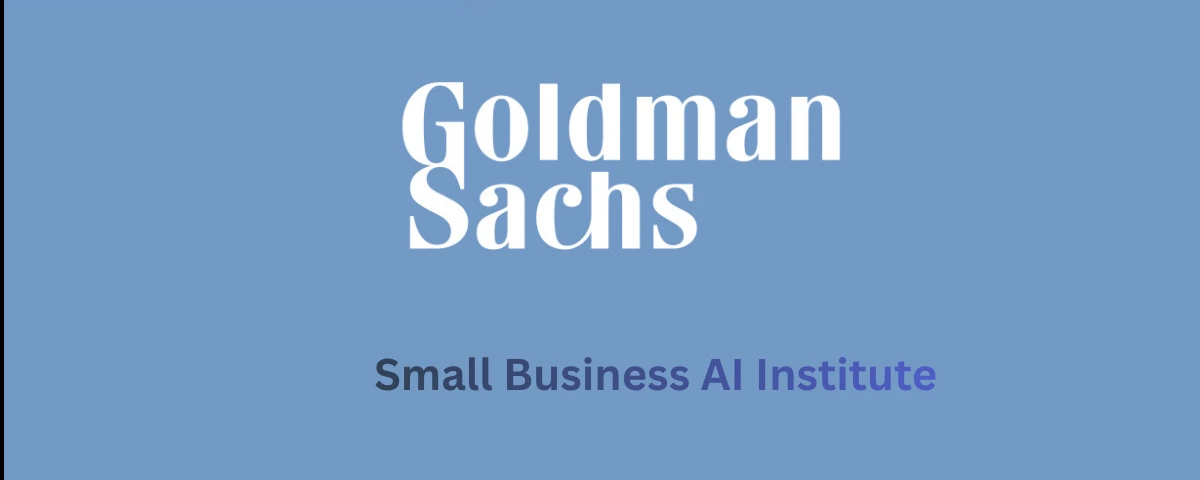 Goldman Sachs Small Business AI Institute logo on a blue background.